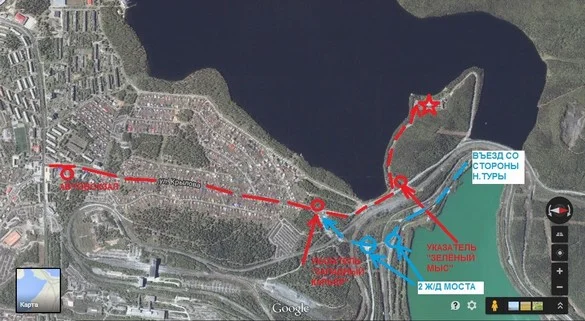 Схема проезда в санаторий "Зеленый мыс" г.Качканар